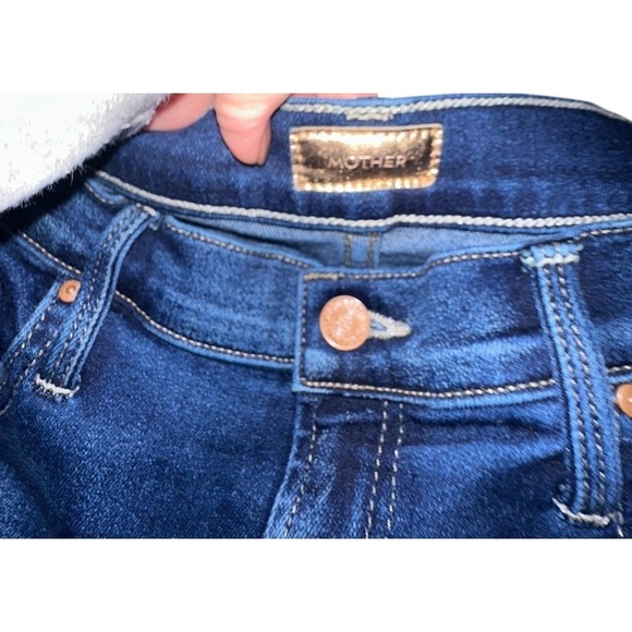 MOTHER  The Rambler Zip High-Rise Straight-Leg Ankle Jeans Frayed Hem Dark 31 - Picture 9 of 9